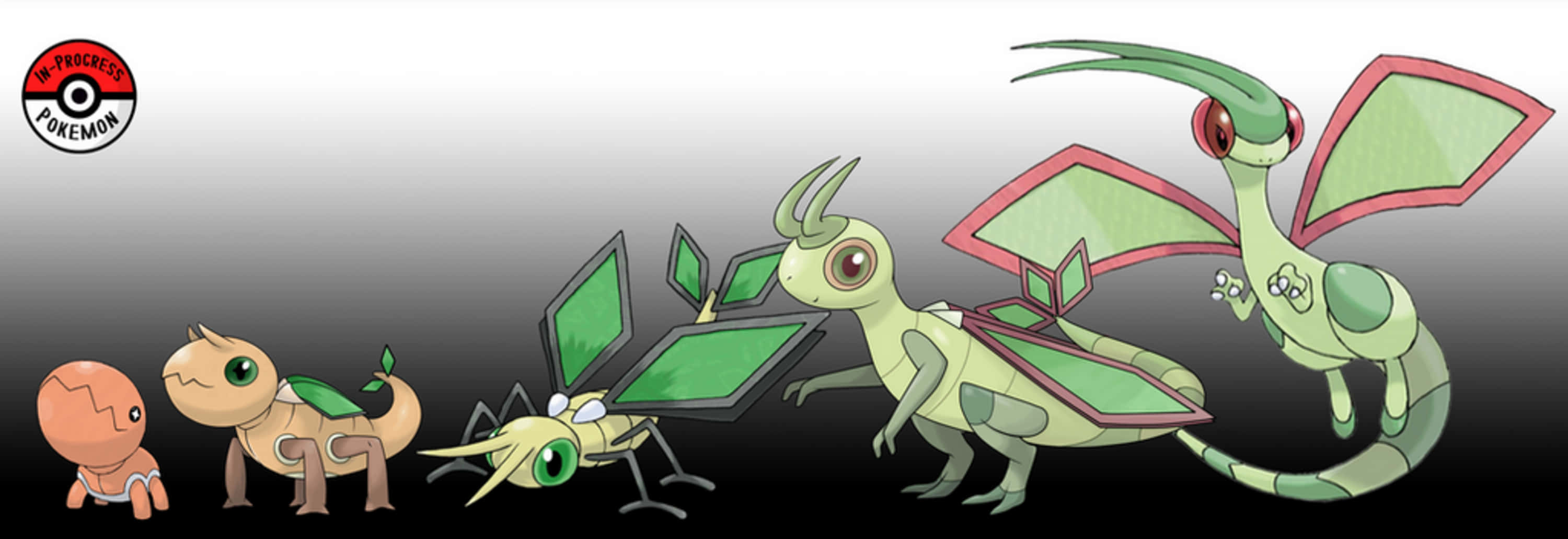 Trapinch 桌布 壁紙 — 漸變背景展示了 Pokémon Metapod 從幼蟲形態到最終龍形態的完整進化線。