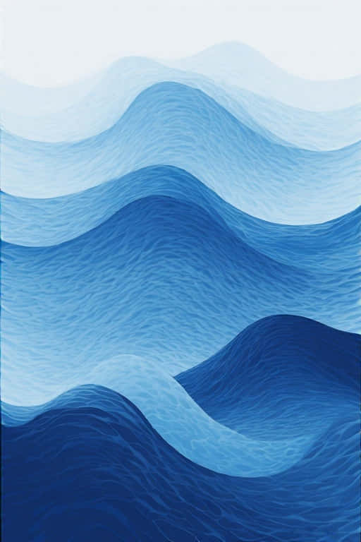 Minimalist Blue Ocean Waves Calming Summer 4K 壁紙 — 漸變藍色的抽象分層波浪，以柔軟流動的紋理營造出寧靜的海洋景觀。