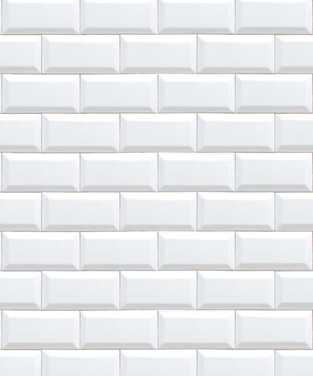 Tile 桌布 壁紙 — 潔白的地鐵磚以經典磚塊圖案排列，微妙的陰影營造出深度感。