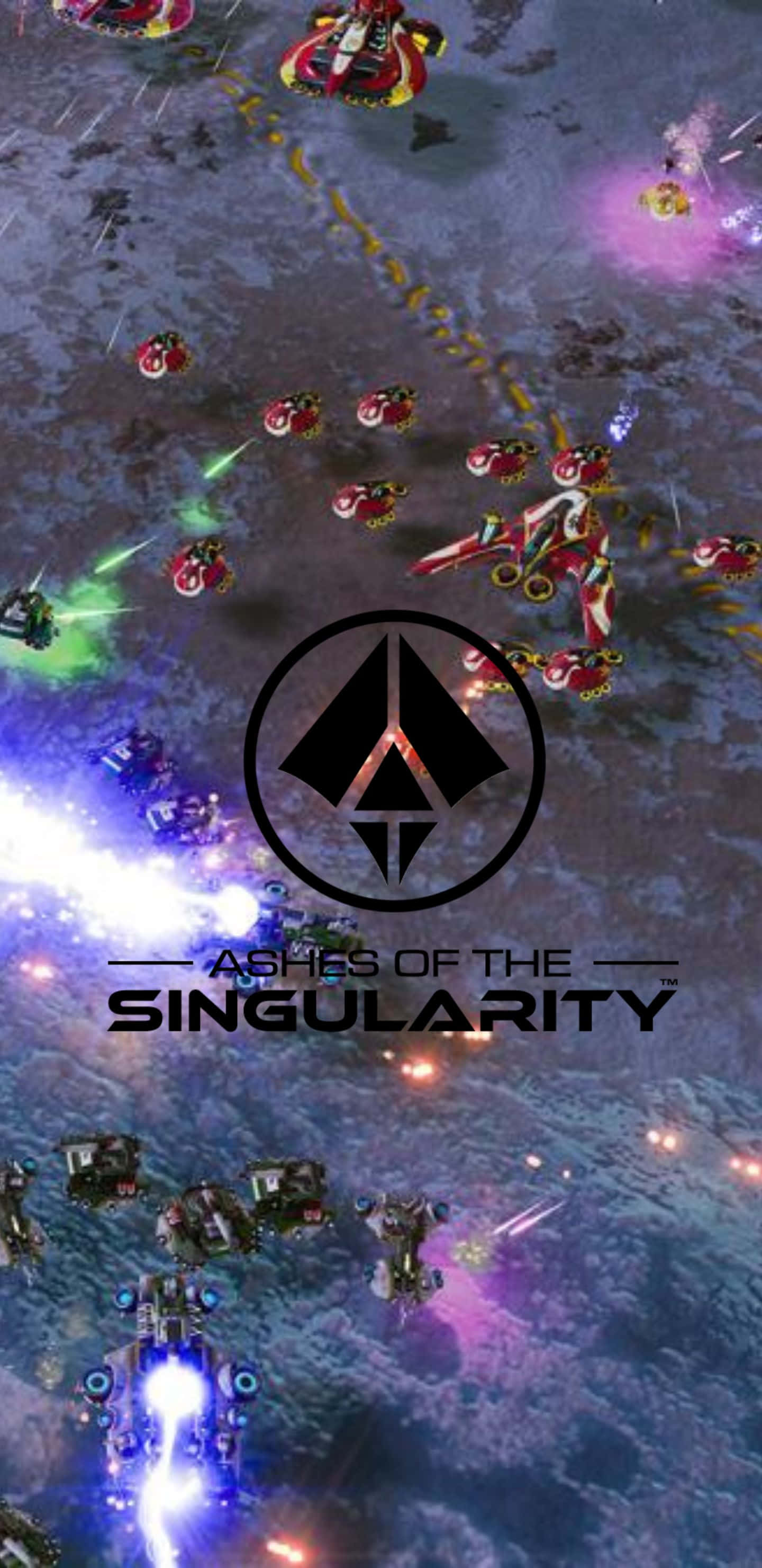 Pixel 3xl Ashes Of The Singularity 桌布 壁紙 — 激烈的太空戰鬥，發光的飛船在宇宙戰場上發射雷射。