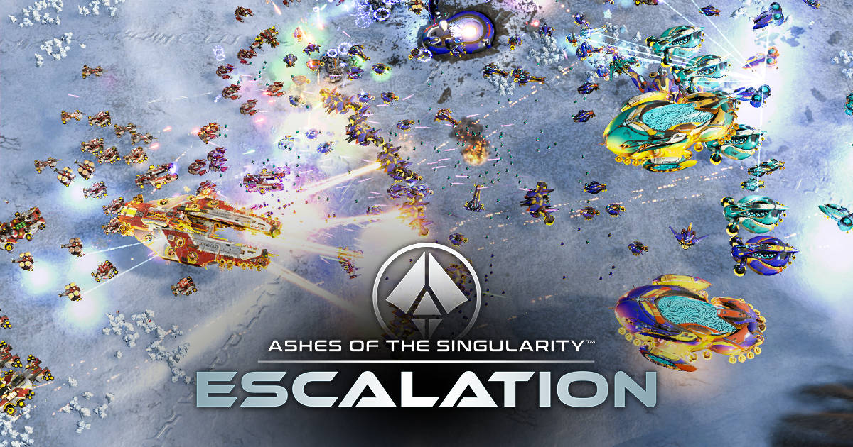 Singularity 桌布 壁紙 — 激烈的太空戰鬥，色彩繽紛的未來戰艦在雪地行星表面發射雷射。
