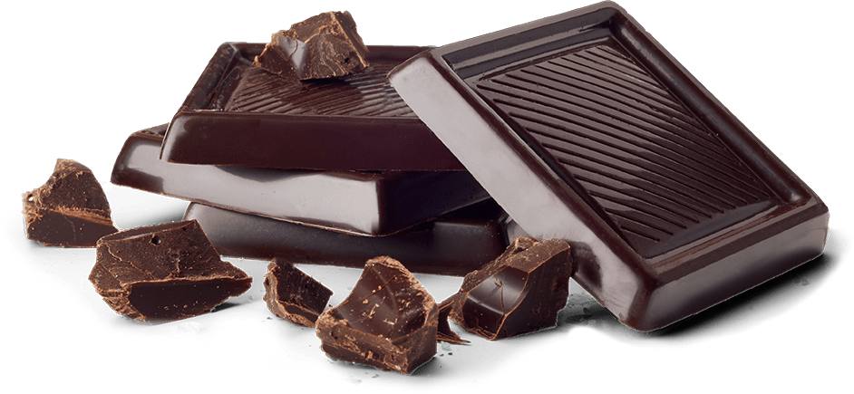 Chocolate 桌布 壁紙 — 濃郁的黑巧克力條和破碎的碎片，帶有光澤質感，在純綠色背景上。