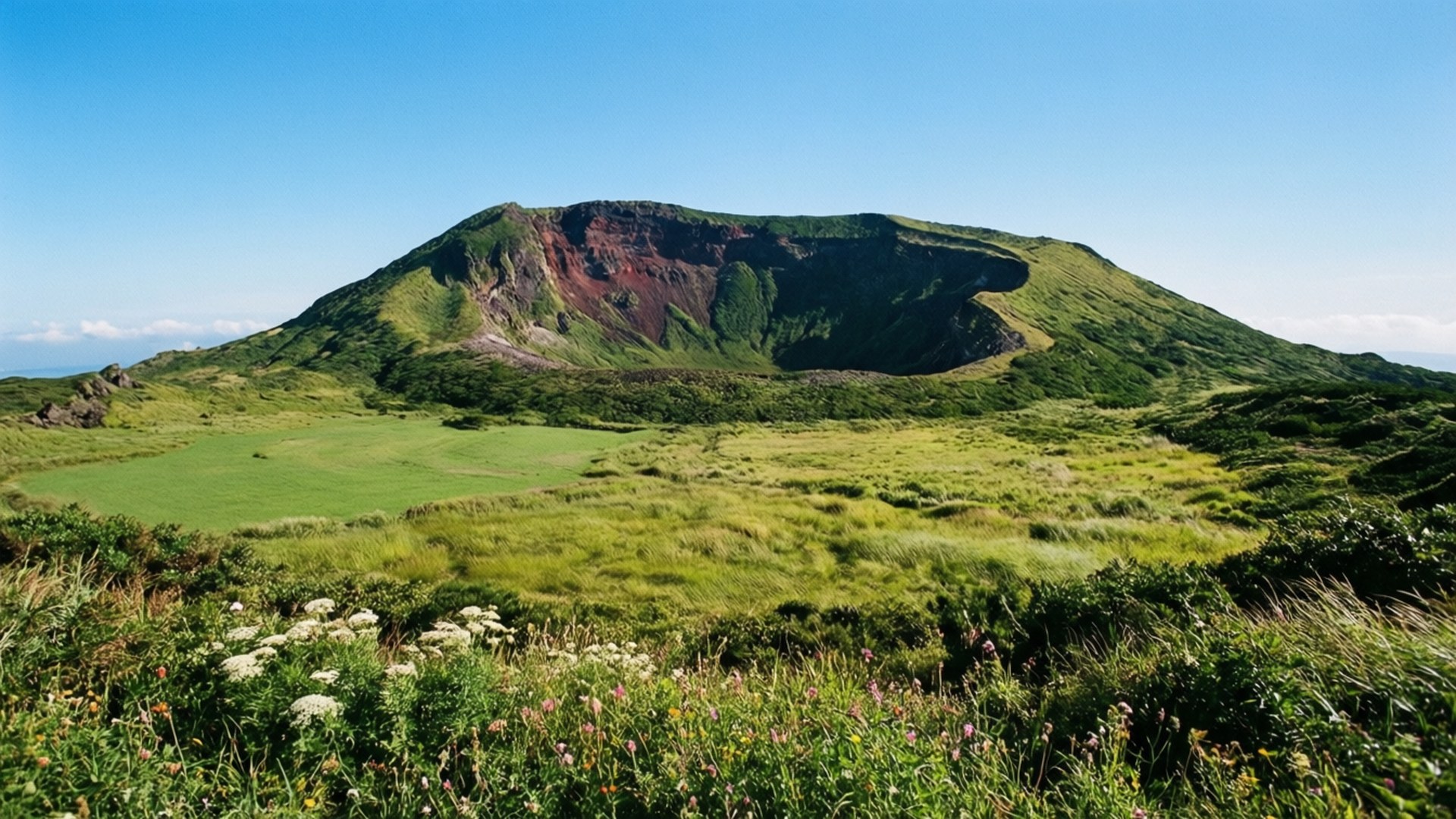 濟州島的雄偉山峰 壁紙
