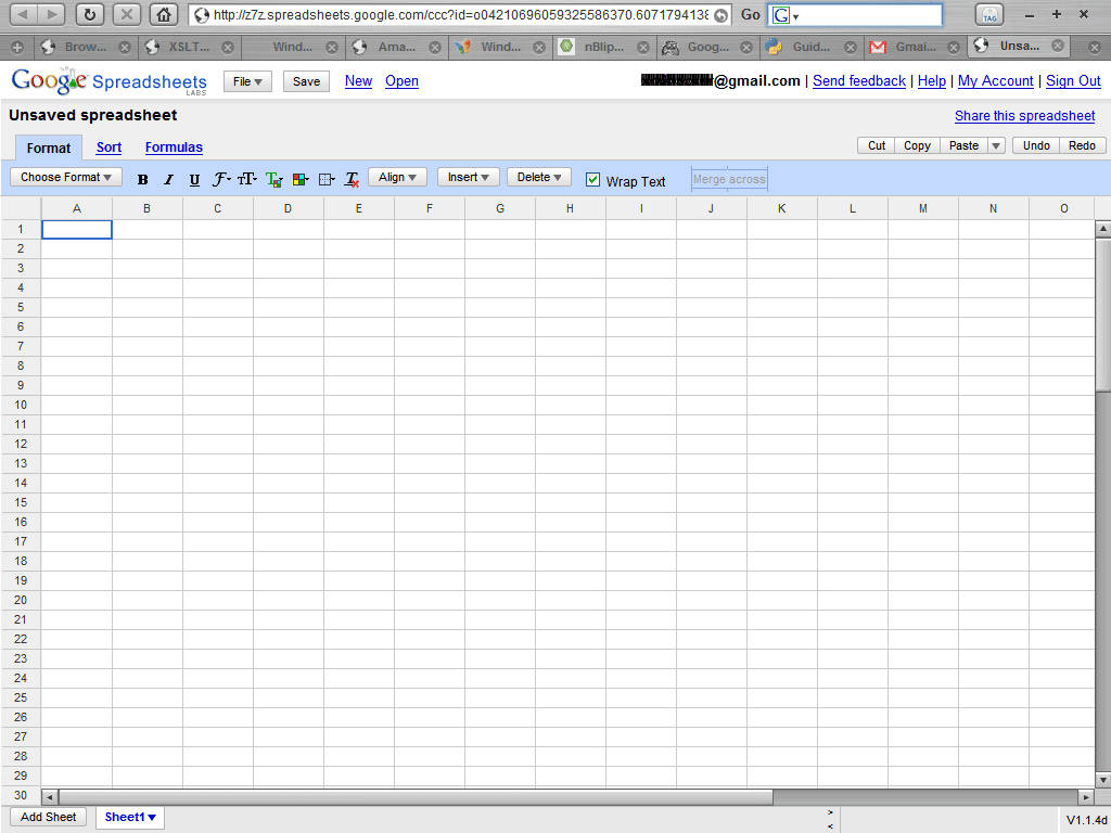 網頁瀏覽器中打開的空白 Google Sheets 試算表。 — Microsoft 壁紙
