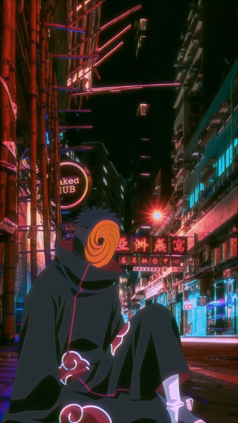 火影忍者忍者夜晚坐在街頭 壁紙