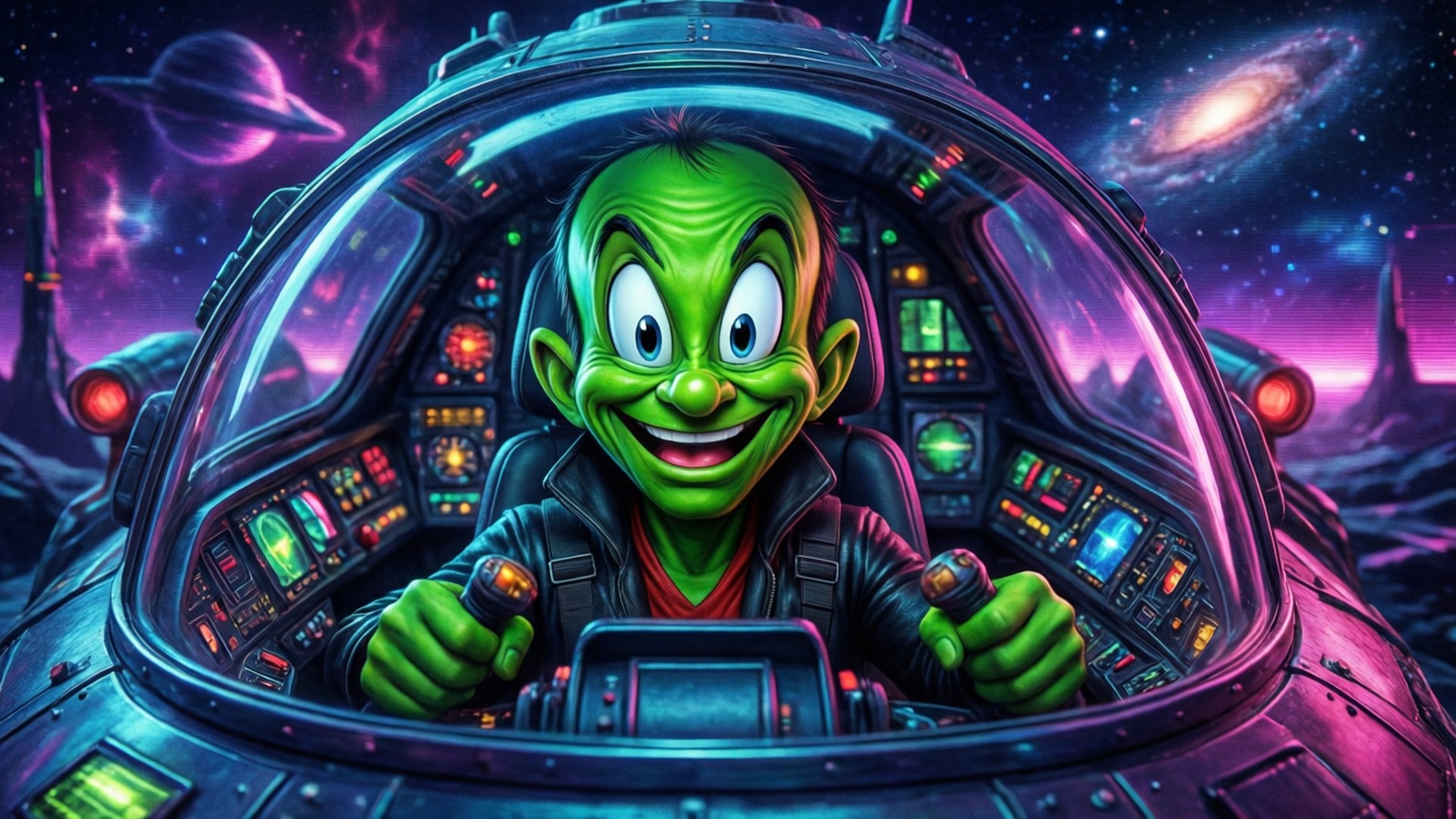 火星人馬文駕駛飛船 壁紙