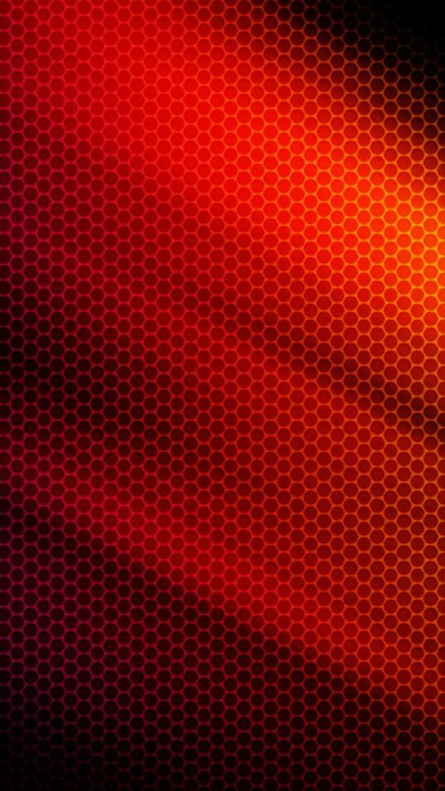 640x1136 桌布 壁紙 — 火紅和橙色的漸變在重複的六邊形圖案中散發，帶有深色邊緣。