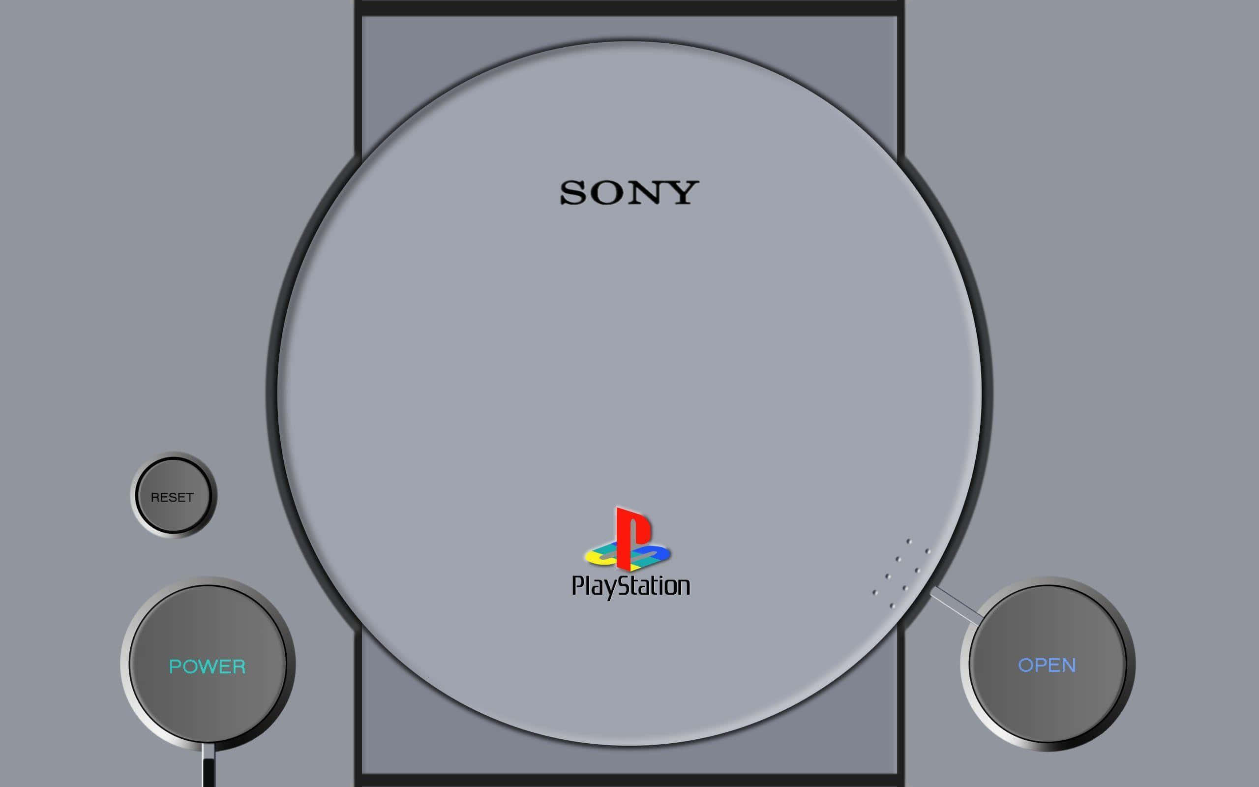 PlayStation 桌布 壁紙 — 灰色 Sony PlayStation 主機俯視圖，可見電源重置及開啟按鈕。