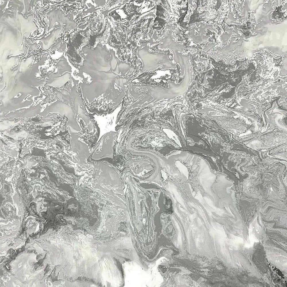 Granite 桌布 壁紙 — 灰色、白色和銀色色調的漩渦抽象圖案，類似液體大理石，帶有有機流動紋理。