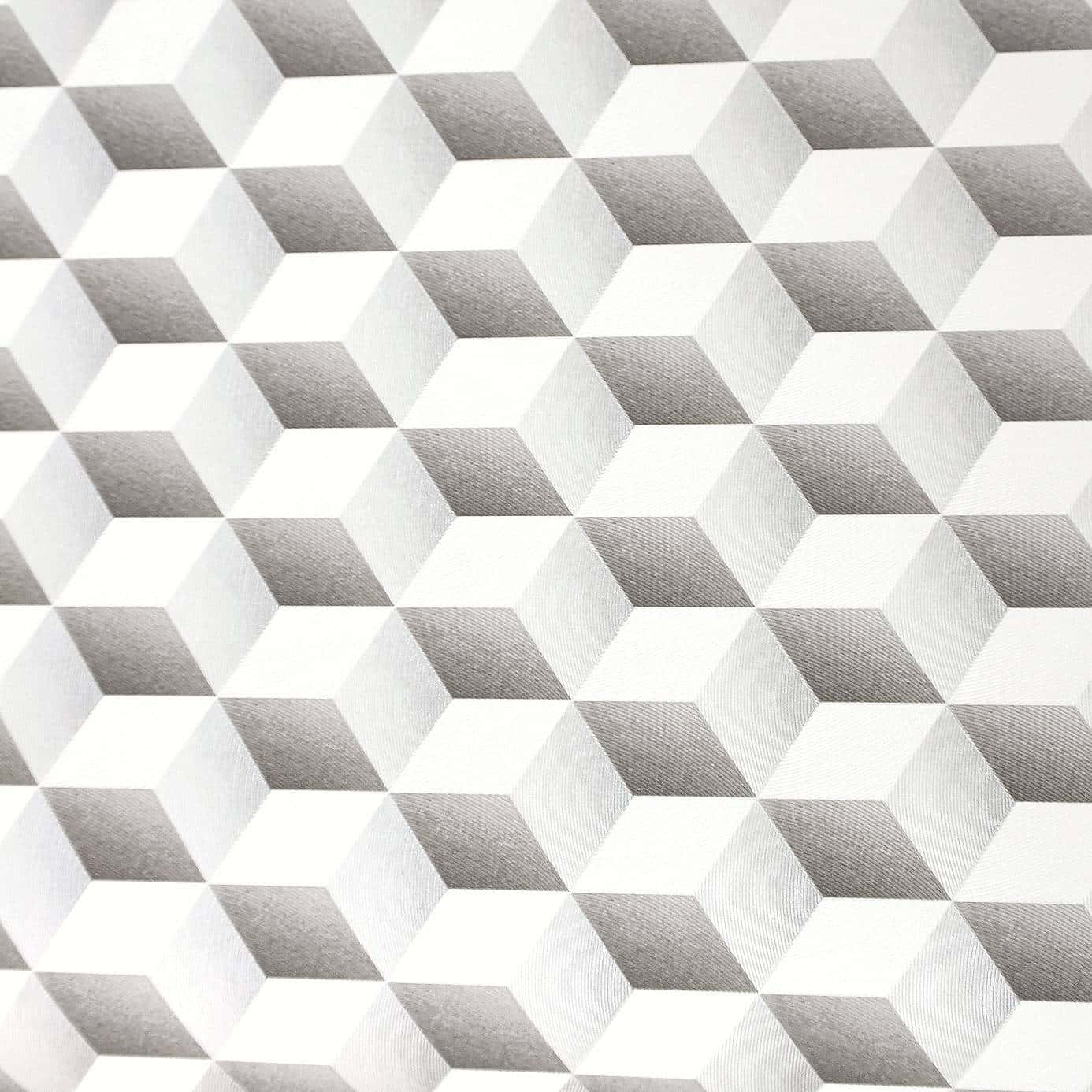 White Square 桌布 壁紙 — 灰色和白色3D立方體的重複圖案在平面上創造出深度的錯覺。