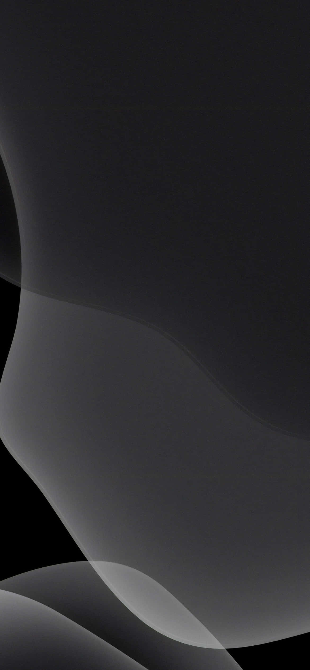 Dark Minimalist 桌布 壁紙 — 灰色和黑色的平滑抽象波浪在極簡的數位畫布上流動。