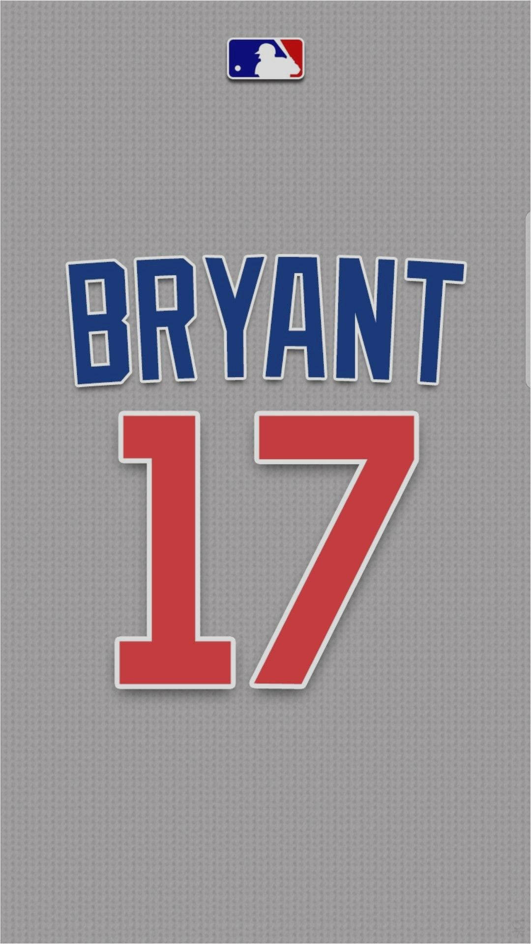 Cubs 桌布 壁紙 — 灰色棒球球衣的特寫，帶有藍色「BRYANT」和紅色「17」字樣，頂部有MLB標誌。
