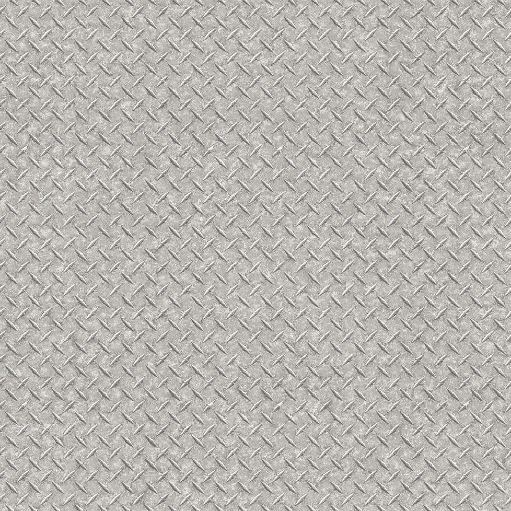 Diamond Plate 桌布 壁紙 — 灰色菱形紋金屬表面的特寫，帶有重複的凸起菱形圖案和細微紋理。