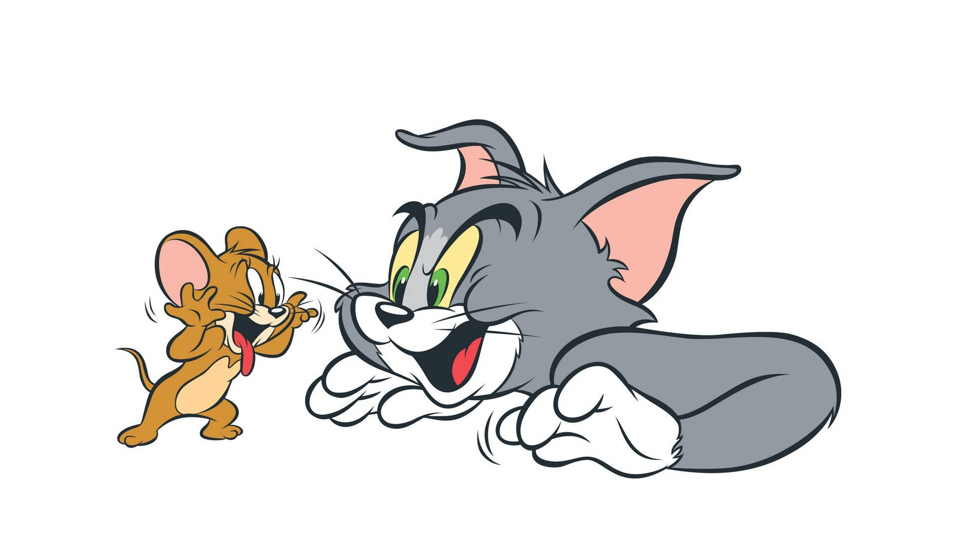 tom and jerry iPhone 桌布 壁紙 — 灰色貓湯姆和棕色老鼠傑瑞以誇張的表情展開經典卡通追逐戰。