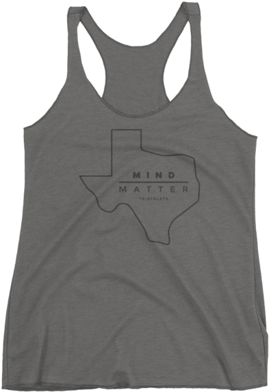 Texas Outline 桌布 壁紙 — 灰色賽車背心，帶有極簡風格的德克薩斯州輪廓，內有文字「MIND MATTER」。