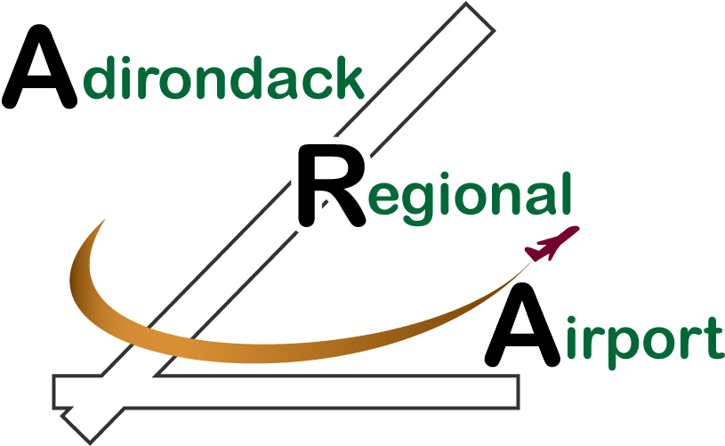 Airport 桌布 壁紙 — 為 'dirondack Regional irport' 設計的風格化標誌，帶有大型白色 R、綠色文字和帶有洋紅色箭頭的彎曲橙色箭頭。