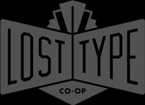 標誌 桌布 壁紙 — 為 'Lost Type Co-Op' 設計的醒目單色標誌，採用裝飾藝術風格和幾何形狀。