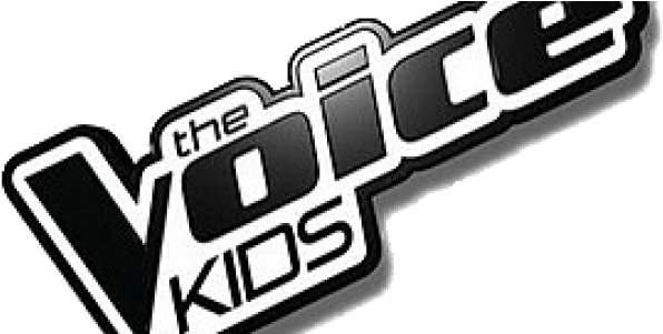小孩動圖 桌布 壁紙 — 為「The Voice Kids」設計的大膽黑白標誌，採用風格化的3D字體和陰影效果，背景簡潔。