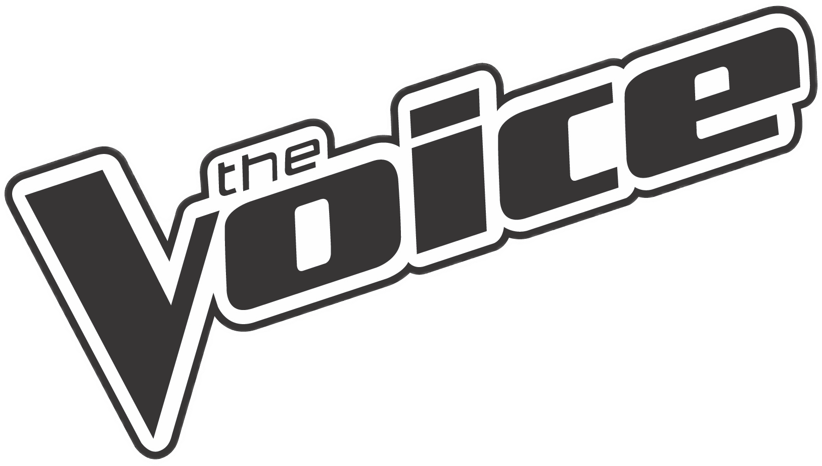Singing 桌布 壁紙 — 為「The Voice」設計的醒目黑白標誌，在純黑色背景上帶有風格化字體。
