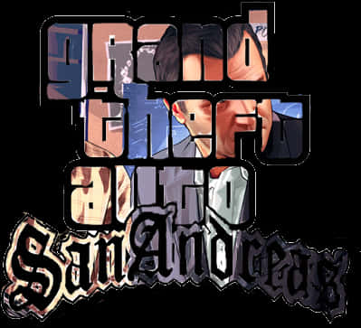 Grand Theft Auto San Andreas 桌布 壁紙 — 為《俠盜獵車手：聖安地列斯》設計的醒目塗鴉風格標誌，帶有破碎的角色面孔和城市衰敗紋理。