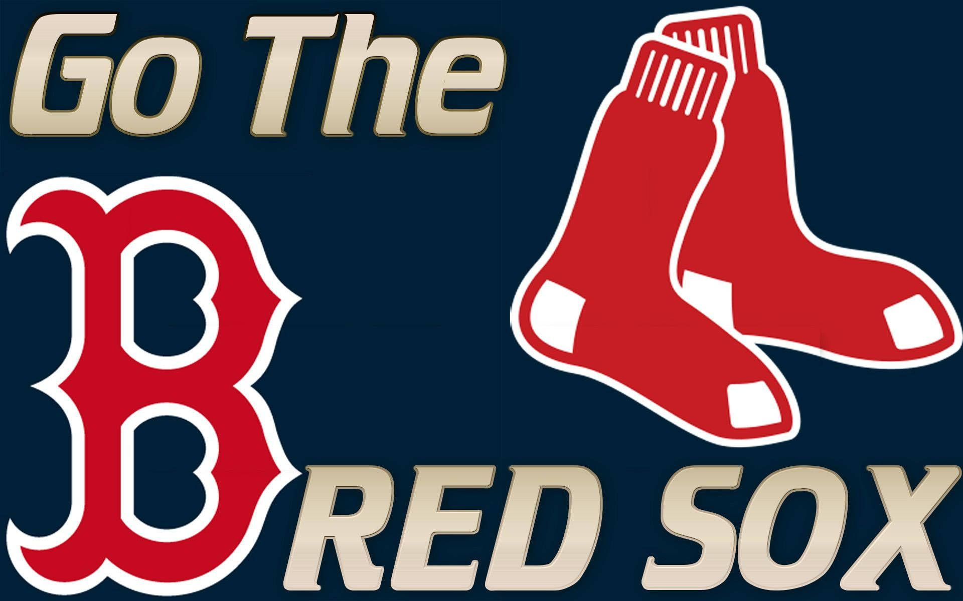 Boston Red Sox 桌布 壁紙 — 為波士頓紅襪隊粉絲設計的醒目紅色襪子和深藍色背景上帶有金色文字的標誌性「B」標誌。