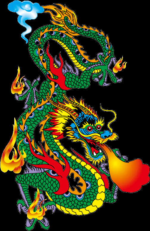 烈焰亞洲龍插畫