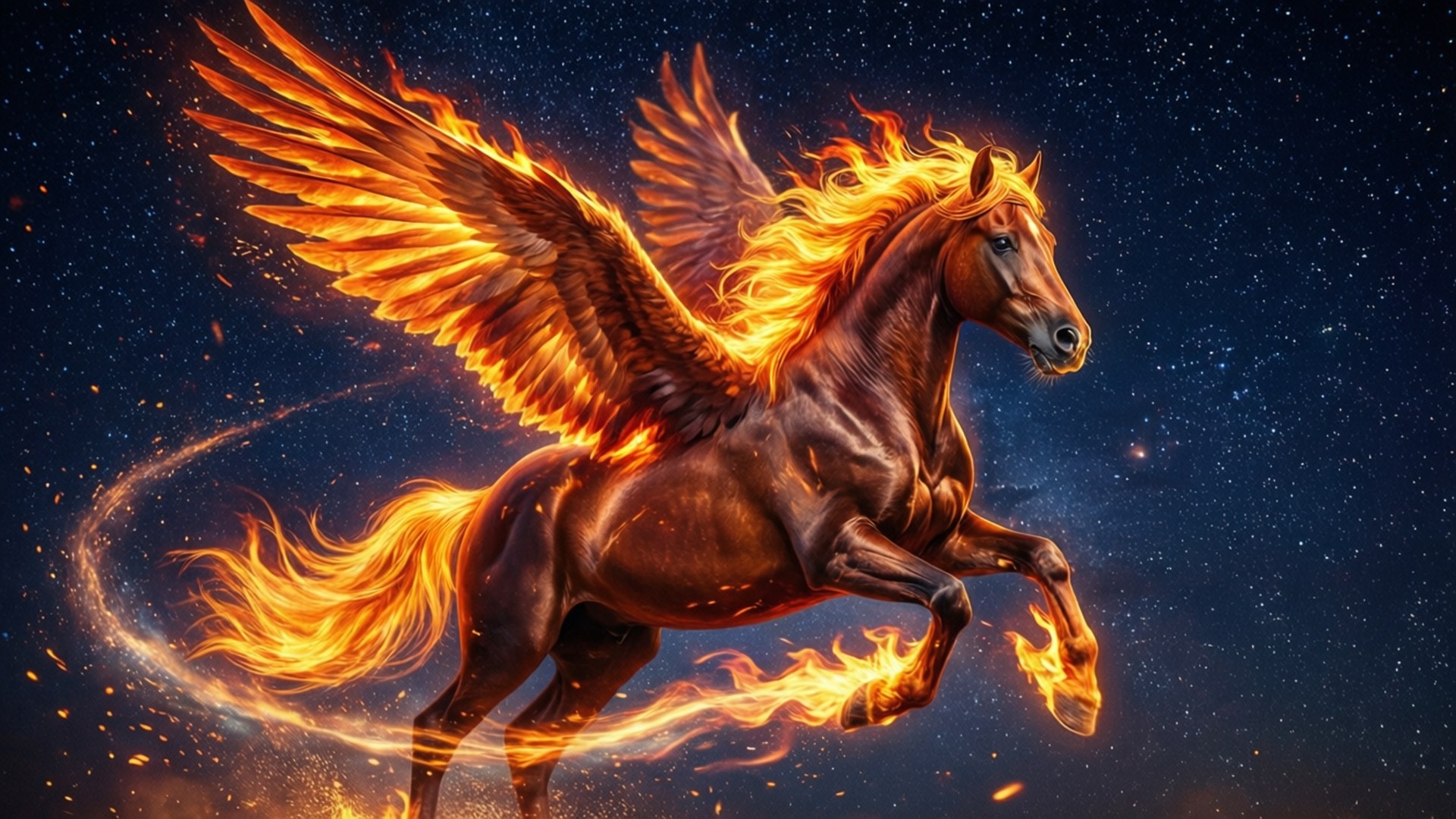 烈焰飛馬星空 壁紙
