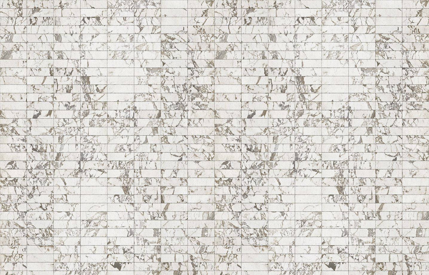 White Marble 桌布 壁紙 — 無縫圖案，白色大理石瓷磚帶灰色紋理，以網格排列，適合優雅的室內設計。