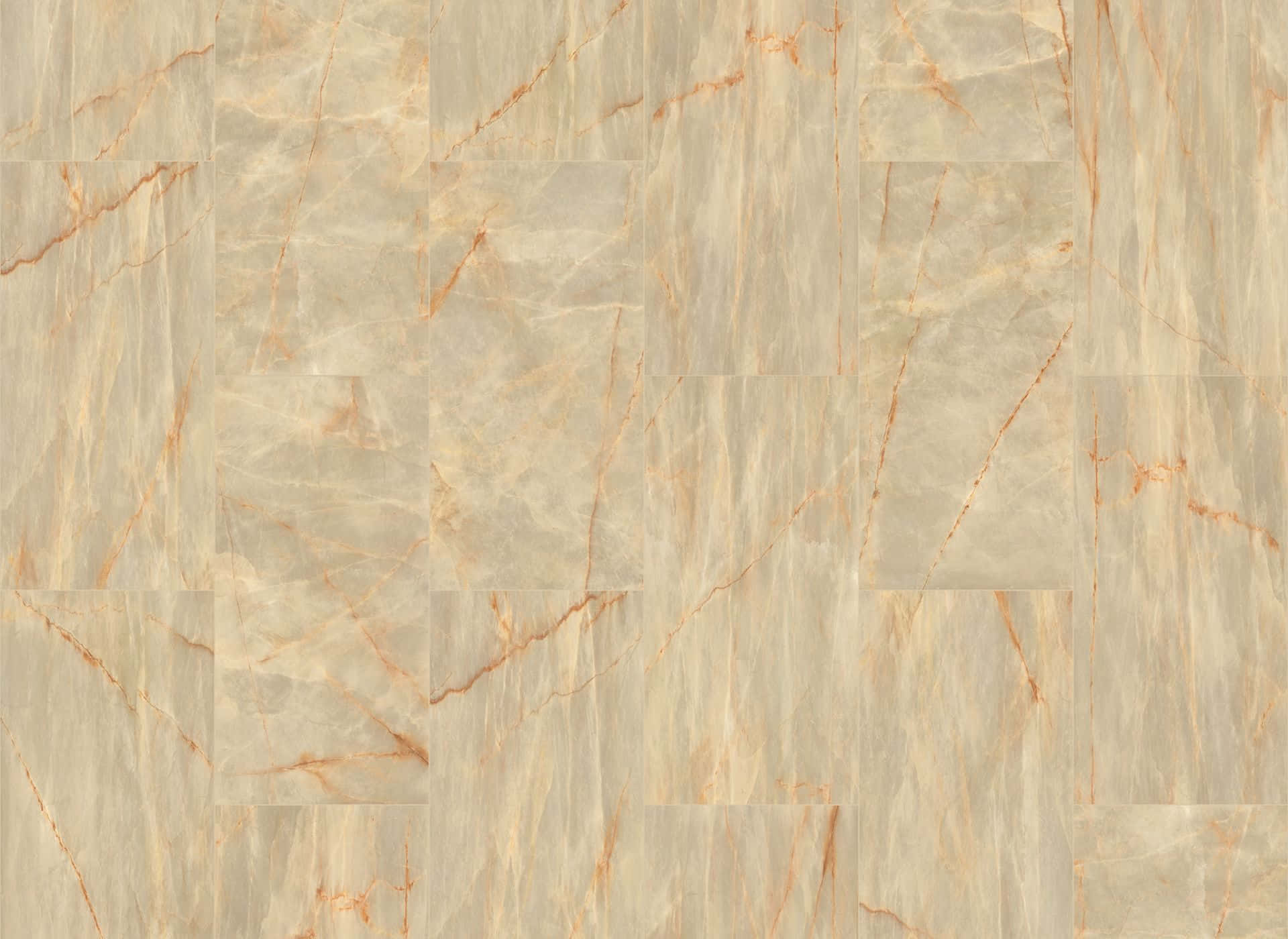 HD Marble 桌布 壁紙 — 無縫米色大理石瓷磚圖案，帶有溫暖的金色紋理，以交錯佈局排列。