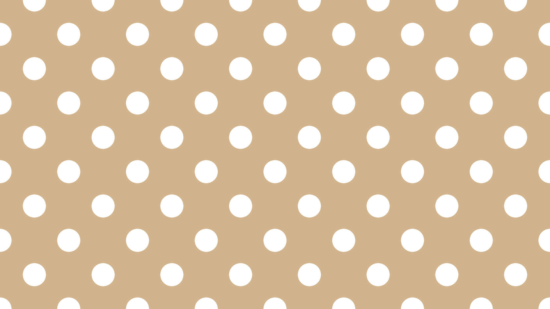 Brown Polka Dots 桌布 壁紙 — 無縫米色背景，飾有重複網格圖案中均勻分佈的白色圓點。