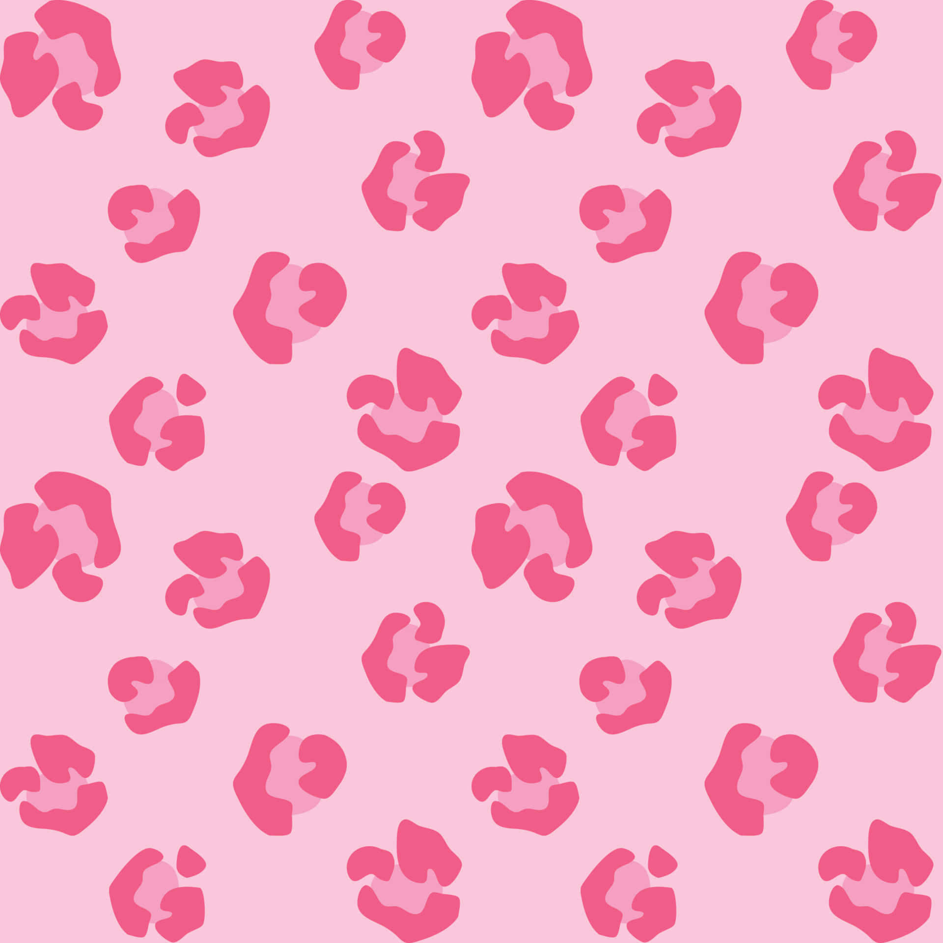 Pink Puppies 桌布 壁紙 — 無縫粉紅色豹紋圖案，在柔和的粉彩粉紅色背景上帶有醒目的深粉紅色斑點。