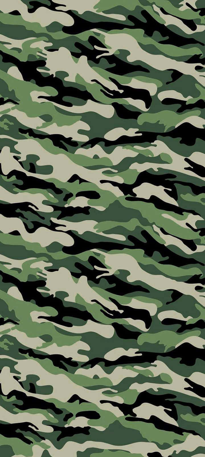 Green Camo 桌布 壁紙 — 無縫軍事迷彩圖案，帶有綠色、米色和黑色斑點，用於融入森林環境。