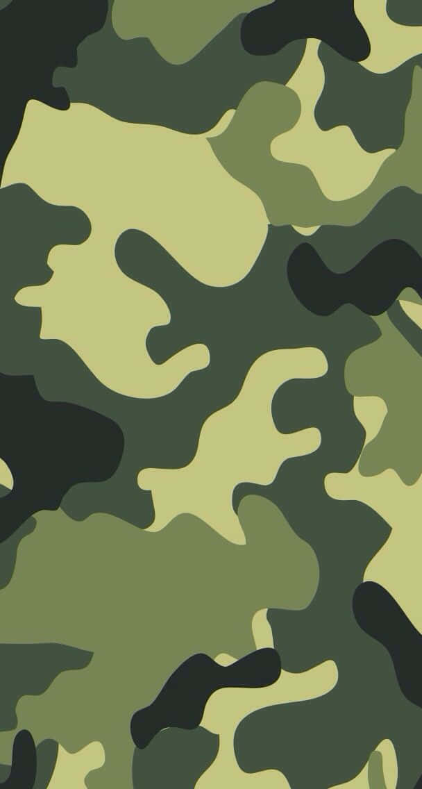 Green Camo 桌布 壁紙 — 無縫軍事迷彩圖案，帶有鮮明的綠色、米色和黑色斑點，用於隱蔽。