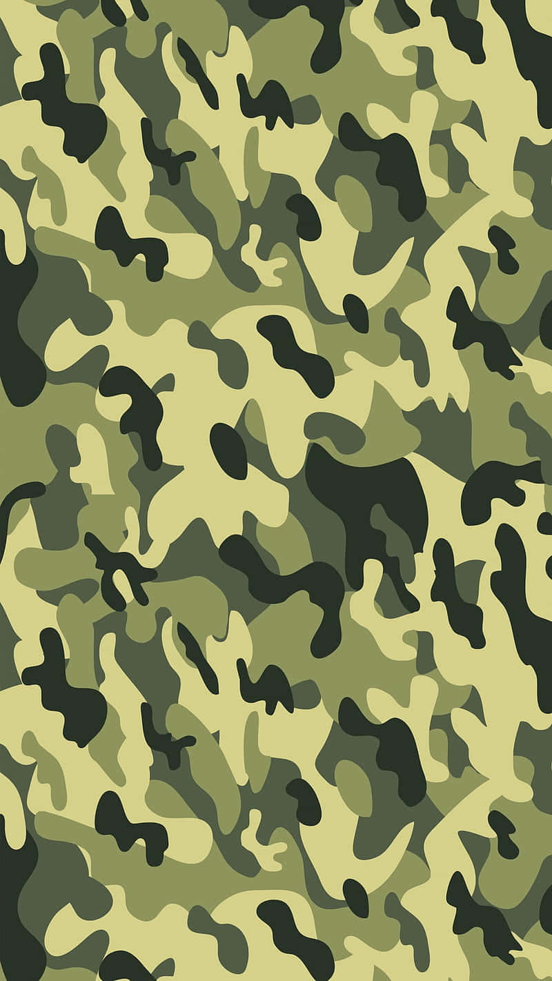 Green Camo 桌布 壁紙 — 無縫軍用迷彩圖案，帶有橄欖綠、米色和黑色斑點，用於隱蔽。