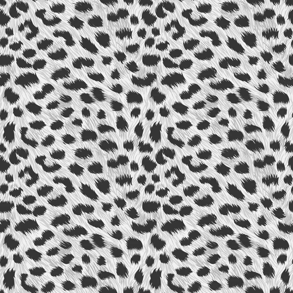 Leopard Pattern 桌布 壁紙 — 無縫黑白豹紋圖案，帶有紋理皮毛筆觸。