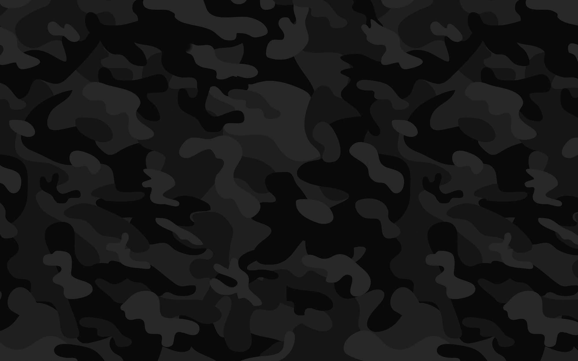 camouflage 桌布 壁紙 — 無縫黑色和深灰色迷彩圖案，帶有有機形狀和微妙的陰影。