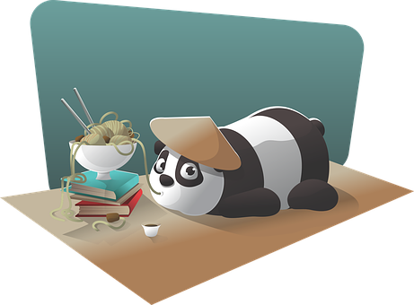 熊貓與麵條一起讀書 壁紙