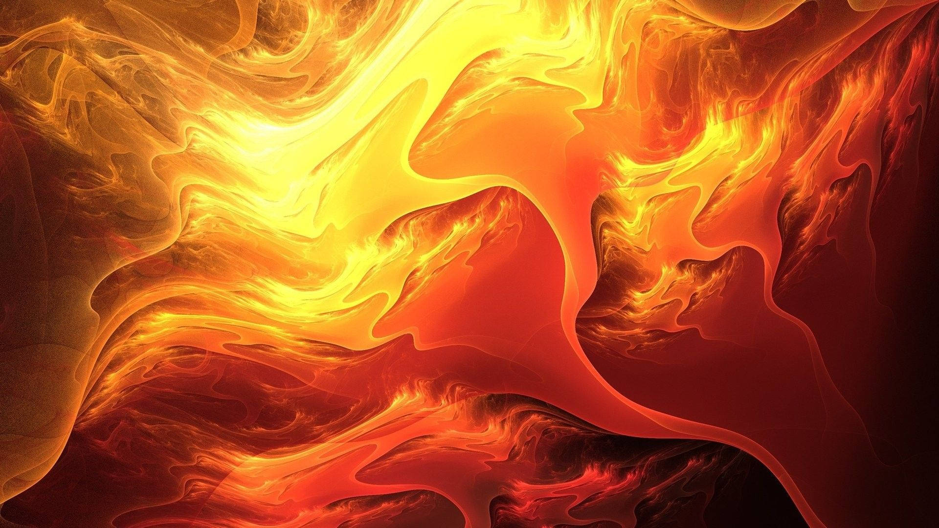 Cool Red 桌布 壁紙 — 熔化的橙色、黃色和深紅色的鮮豔抽象漩渦喚起動態的火熱能量。