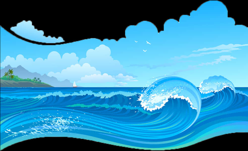熱帶海洋波浪向量圖 壁紙