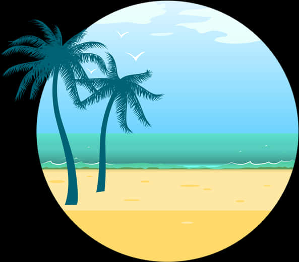 熱帶海灘風景向量圖