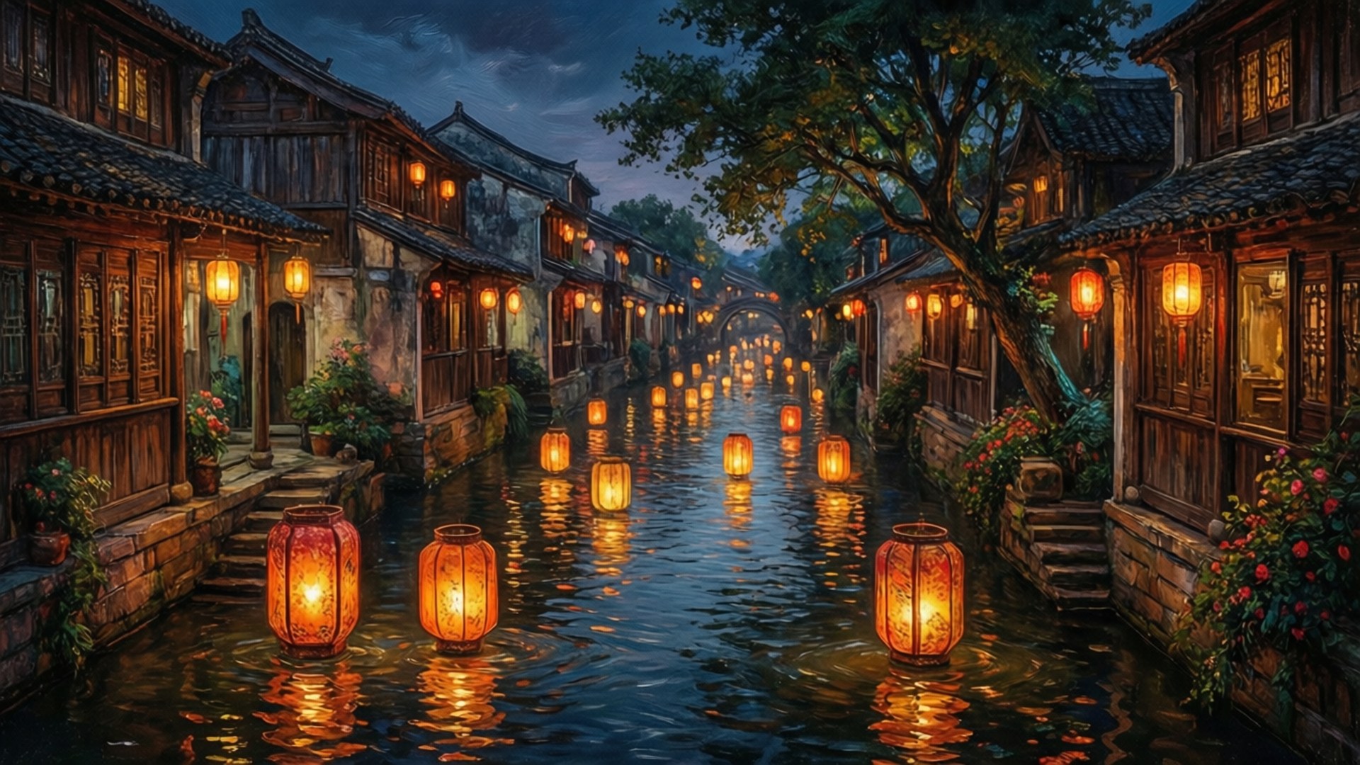 燈籠運河 壁紙