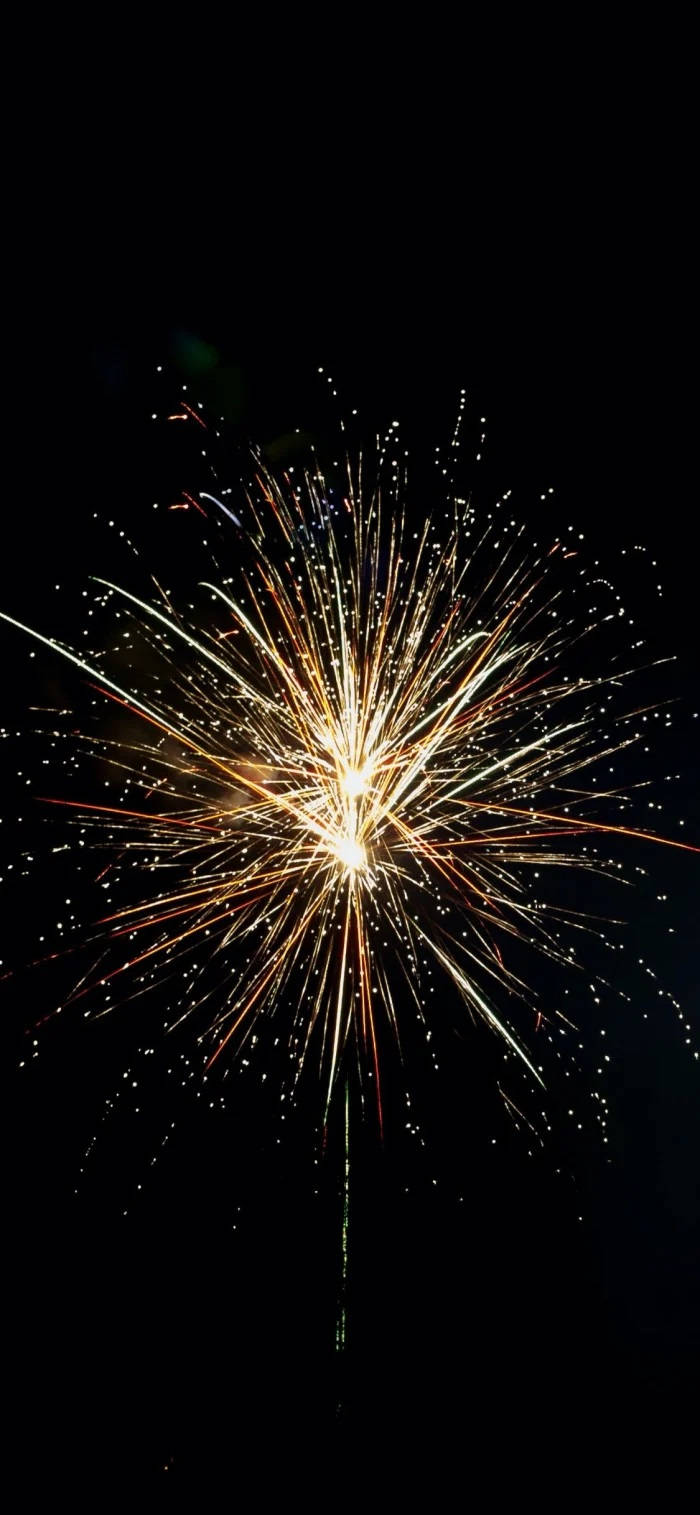 Fireworks 桌布 壁紙 — 燦爛的金色煙火在漆黑的夜空中綻放出耀眼的光芒。