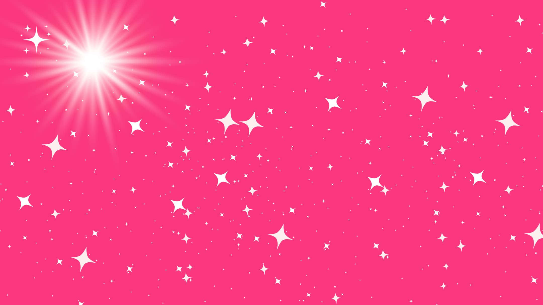 Sparkle 桌布 壁紙 — 燦爛的陽光在點綴著閃爍白星的鮮豔粉紅天空中明亮地照耀。