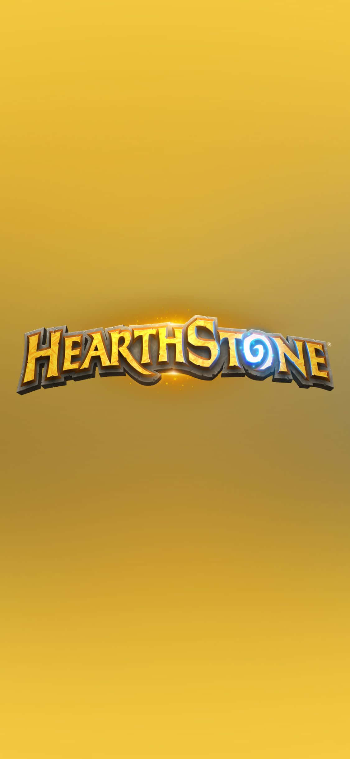 hearthstone phone 桌布 壁紙 — 《爐石戰記》標誌在溫暖的黃色漸變背景上閃耀著金色光芒。
