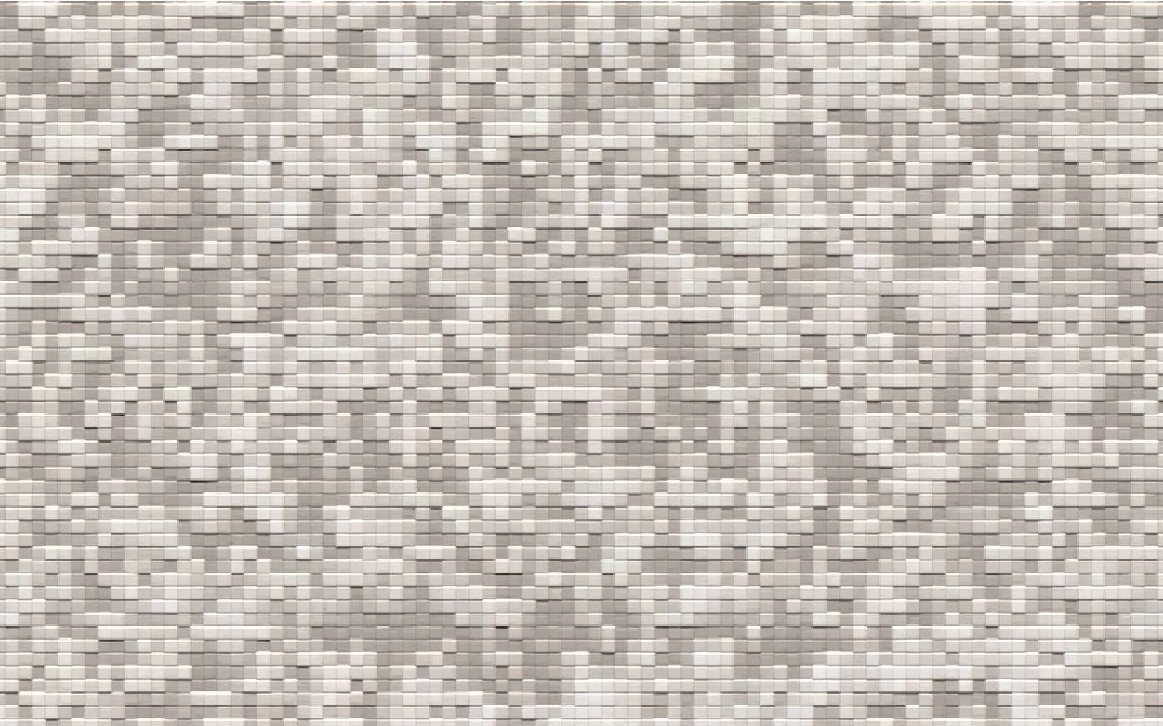 Pixel 桌布 壁紙 — 牆壁覆蓋著凸起的灰色和白色像素塊，形成紋理化的數位馬賽克圖案。