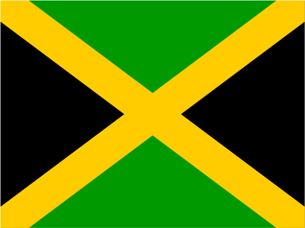 Jamaica 桌布 壁紙 — 牙買加國旗以一個大膽的黃色X形圖案將綠色三角形與黑色三角形分開。