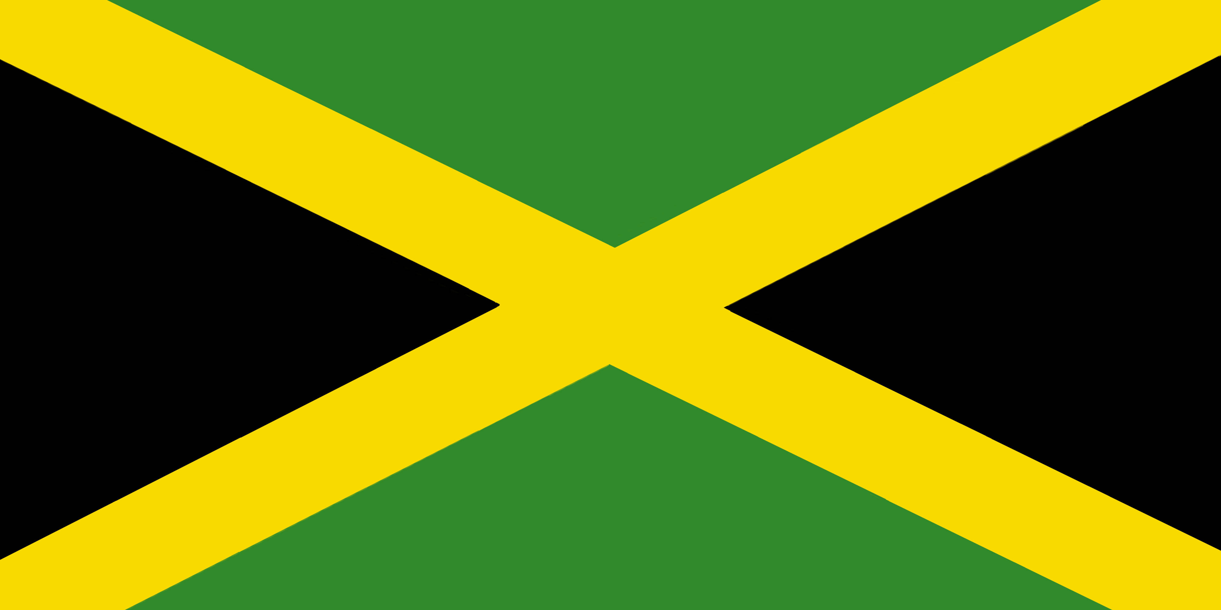 Jamaica 桌布 壁紙 — 牙買加國旗以醒目的黃色X形圖案將綠色和黑色三角形分開。