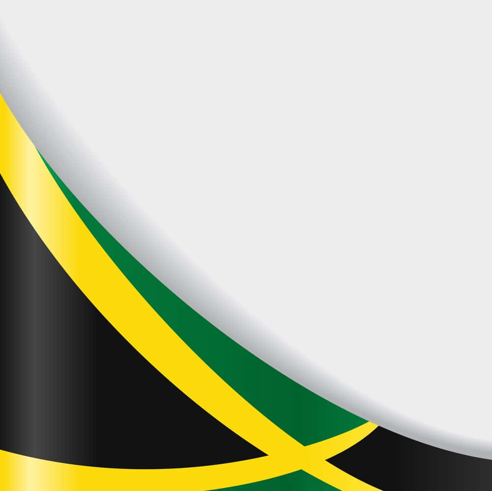 Jamaica 桌布 壁紙 — 牙買加國旗顏色的動態對角線條紋在純白色背景上橫掃，呈現大膽的圖形設計。