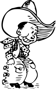 牛仔剪影於黃昏 壁紙
