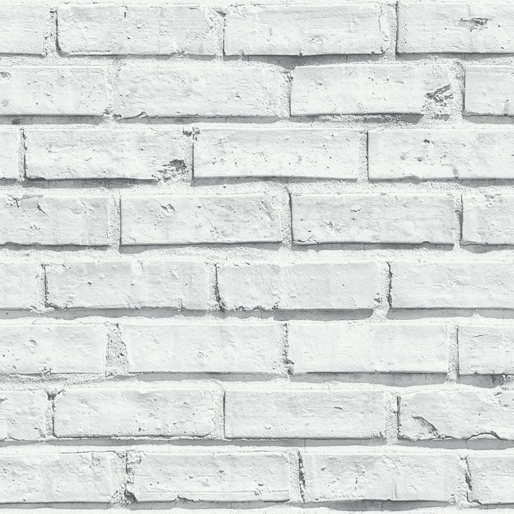 Brick 桌布 壁紙 — 特寫鏡頭：風化白色油漆磚牆，可見紋理和細微陰影。